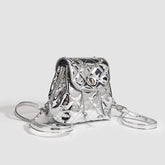 Sac à dos en cuir verni avec broderie diamant brillant et fil à broder, sac à dos tendance avec chaîne, mini cartable pour étudiant